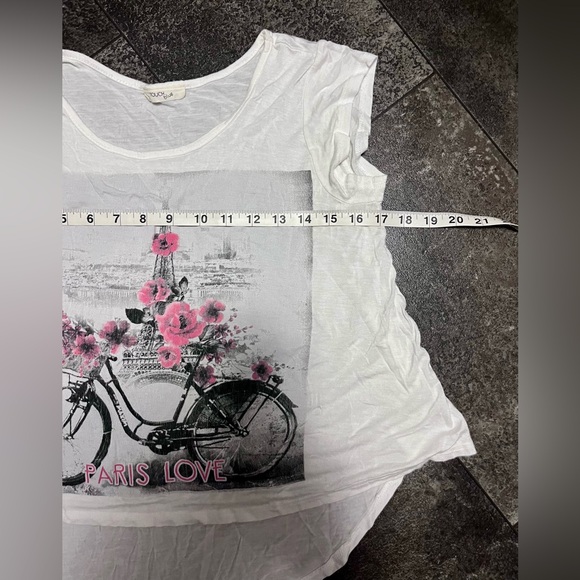 touch blue Tops - White Paris Love Cropped High Low Short Sleeve T-Shirt